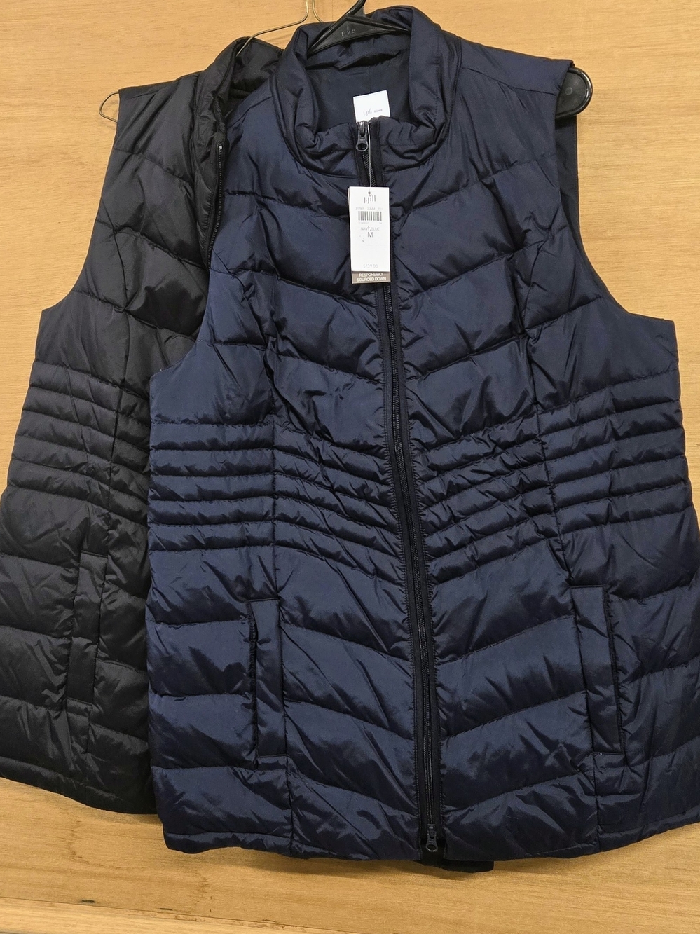 (2) J. Jill Navy And Black Quilted Down Puffer Vest